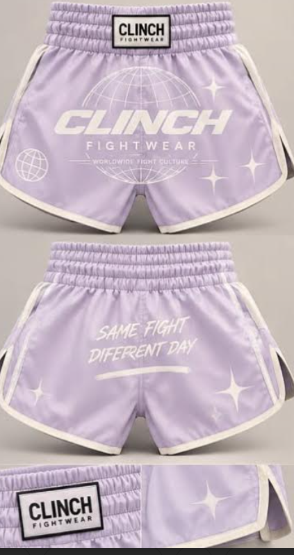 WORLDWIDE MUAY THAI SHORTS — LILAC / SAND
